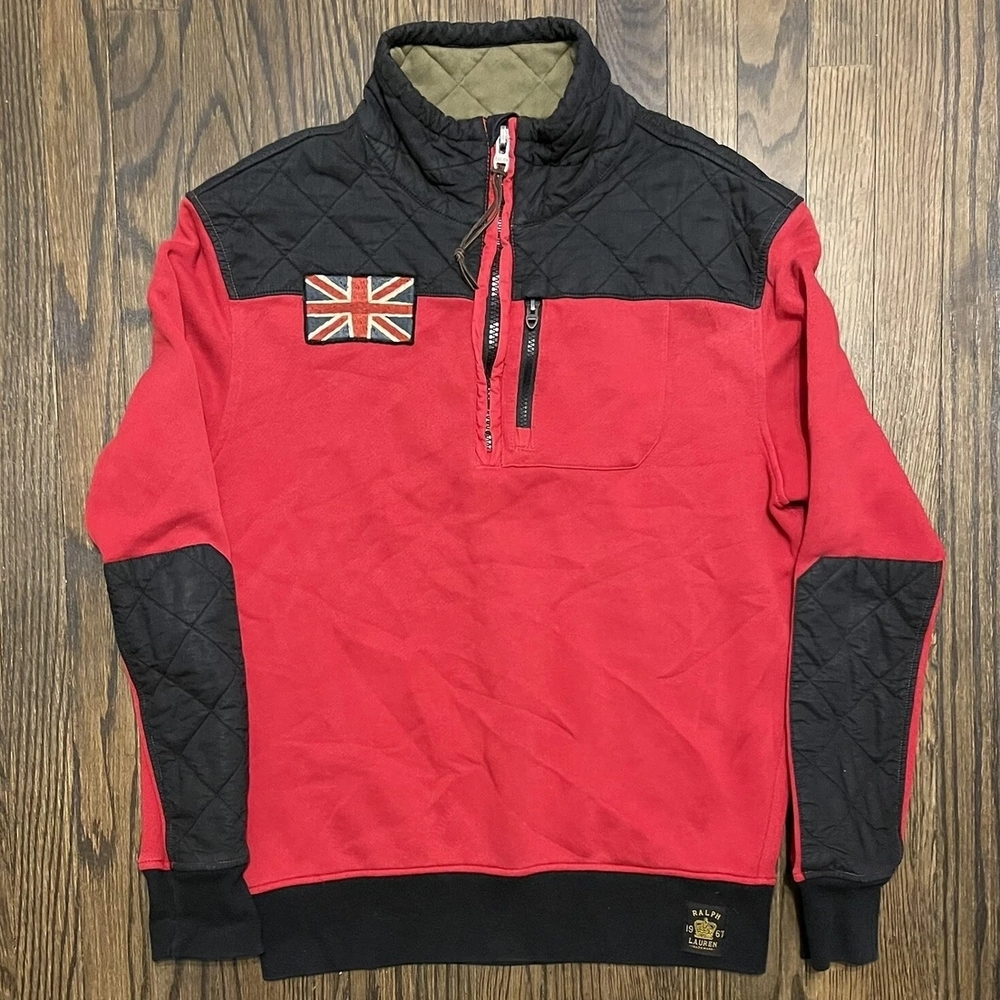 RARE Vintage POLO Ralph Lauren Motorcycle Club Red & Black Quilted Shirt Jacket